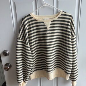 Blu Pepper Cream and Green Striped Long Sleeve Tee